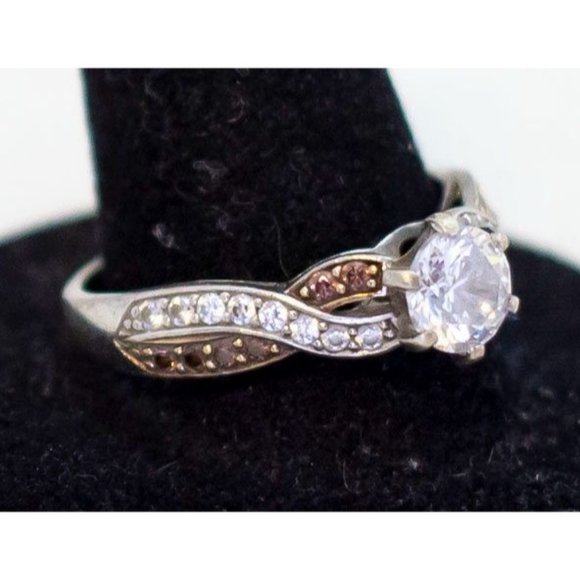 Size 9 1/2 Vintage Sterling Silver Gemstone Ring - A16 - Picture 2 of 4